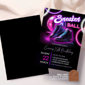 Invitation Pink Purple Neon Discoball Sneakerball Anniversair