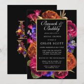 Invitation Pink Purple Orange Floral Brunch et Bubbly (Devant / Derrière)