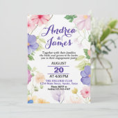 Invitation Pink & Purple Pastel Fleurs sauvages (Debout devant)