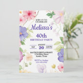 Invitation Pink & Purple Pastel Fleurs sauvages N'Importe Que (Debout devant)