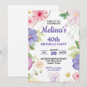 Invitation Pink & Purple Pastel Fleurs sauvages N'Importe Que (Devant / Derrière)