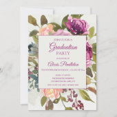 Invitation Pink Purple Sage Green Graduation Party (Devant)