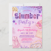 Invitation Pink Purple Sequin Slumber Party Birthday (Devant)