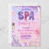 Invitation Pink Purple sequin SPA Party Birthday (Devant)
