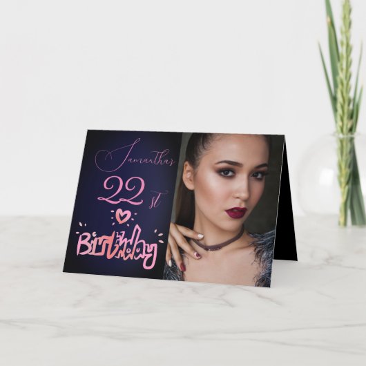 Invitation Pink Purple Sparkings Navy Blue Photo Anniversaire (Devant)