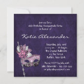 Invitation Pink Purple Sweet 16 Masquerade Party (Dos)