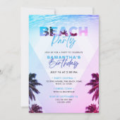 Invitation Pink & Purple Tropical Beach Sunset Anniversaire (Devant)