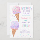 Invitation Pink Purple Two Scoops Ice Cream Joint Anniversair (Devant)