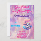 Invitation Pink Purple Unicorn 5e Anniversaire Fête Invitatio (Devant)