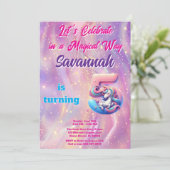Invitation Pink Purple Unicorn 5e Anniversaire Fête Invitatio (Debout devant)