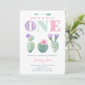 Invitation Pink Purple Wild ONE Girl Fête d'anniversaire (Debout devant)