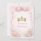 Invitation Pink Quinceañera Blush Bow Floral Sweet (Dos)