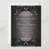 Invitation Pink Quinceañera Neige Flake Damask Anniversaire I (Dos)