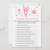 Invitation Pink Rabbit Nursery Rhyme Quiz jeu de baby shower (Devant)