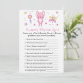 Invitation Pink Rabbit Nursery Rhyme Quiz jeu de baby shower (Debout devant)