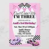 Invitation Pink Racecar, Can't Catch Me 3rd Birthday (Devant)