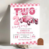 Invitation Pink Racing Car Two Fast Two Curious 2e Anniversai