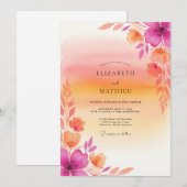 Invitation Pink Radiant Tropical Wedding (Devant / Derrière)