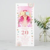 Invitation Pink Rainbow 20th Modern Photo Anniversaire (Debout devant)