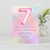 Invitation Pink Rainbow 7e anniversaire (Debout devant)