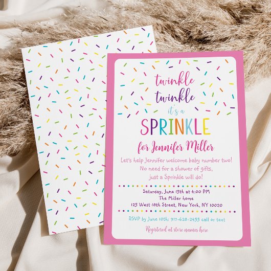 Invitation Pink Rainbow Girl Baby Sprinkl