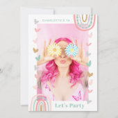 Invitation Pink Rainbow Sweet 16 moderne Boho fête d'annivers (Devant)