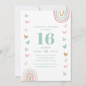 Invitation Pink Rainbow Sweet 16 moderne Boho fête d'annivers (Dos)