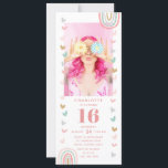 Invitation Pink Rainbow Sweet 16 moderne Photo Anniversaire<br><div class="desc">Pink Rainbow Sweet 16 Modern Photo Birthday Party Invitations dispose d'une invitation unique girly sweet 16 téléchargeable party pour téléchargement numérique instantané. Parfait pour la famille et les amis invitations à votre fête. Téléchargez et envoyez-les à vos invités ou faites-les imprimer par la poste ou les deux. Mignonne, moderne et...</div>