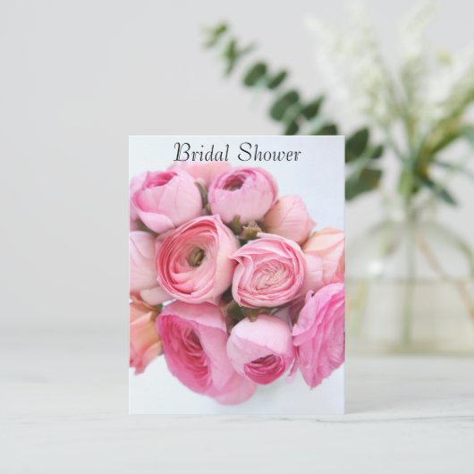 Invitation PInk ranunculus douche nuptiale (Debout devant)