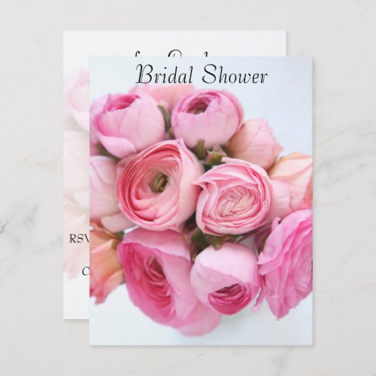 Invitation PInk ranunculus douche nuptiale (Devant / Derrière)