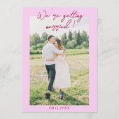 Invitation Pink Raspberry Drawn Floral Garden Photo Wedding   (Dos)