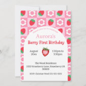 Invitation Pink & Red Berry Première fête d'anniversaire Invi (Devant)