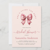 Invitation Pink Red Bow Tying the Knot Bridal Shower (Devant)