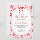 Invitation Pink Red Coquette Bow Valentine Baby Shower (Devant)