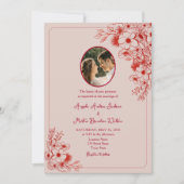 Invitation Pink Red Floral Photo Wedding (Devant)