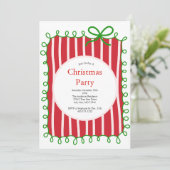 Invitation Pink Red Green Coquette Bow Doodle Christmas Party (Debout devant)