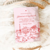 Invitation Pink & Red Heart Galentine's Day Brunch