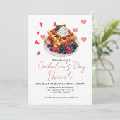Invitation Pink & Red Heart Saint Valentin Fête du Brunch (Debout devant)
