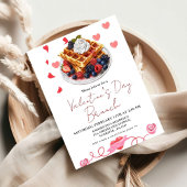 Invitation Pink & Red Heart Saint Valentin Fête du Brunch