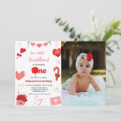 Invitation Pink & Red Heart Valentine Premier anniversaire (Debout devant)