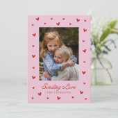Invitation Pink Red Hearts One Photo Valentines Day Card (Debout devant)
