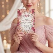 Invitation Pink & Red Romantic Rose Spring Floral Wedding