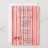 Invitation Pink Red Stripes Bow Bridal Shower (Devant)