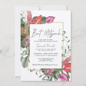 Invitation Pink & Red Tropical Floral Bat Mitzvah (Devant)