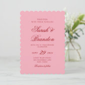 Invitation Pink Red Valentines Minimalist Script Wedding (Debout devant)