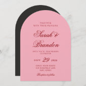 Invitation Pink Red Valentines Minimalist Script Wedding (Devant / Derrière)