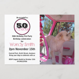 Invitation Pink Retro 50 & Fabulous Pet fête des animaux