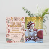 Invitation Pink Retro Arbre de Noël Arbre de Noël Arbre de No (Debout devant)