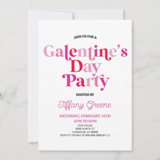 Invitation Pink Retro de la Saint-Valentin (Devant)