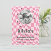 Invitation Pink Retro Groovy Coquette Disco Ball Birthday (Debout devant)